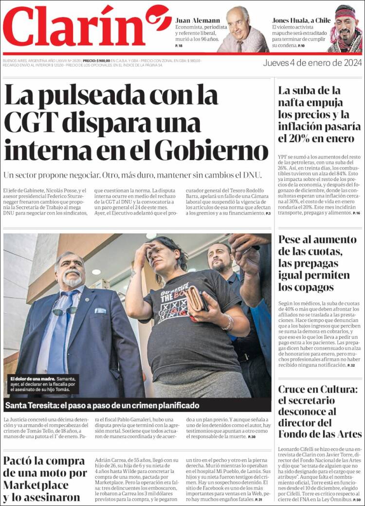 Portada de Clarín (Argentina)