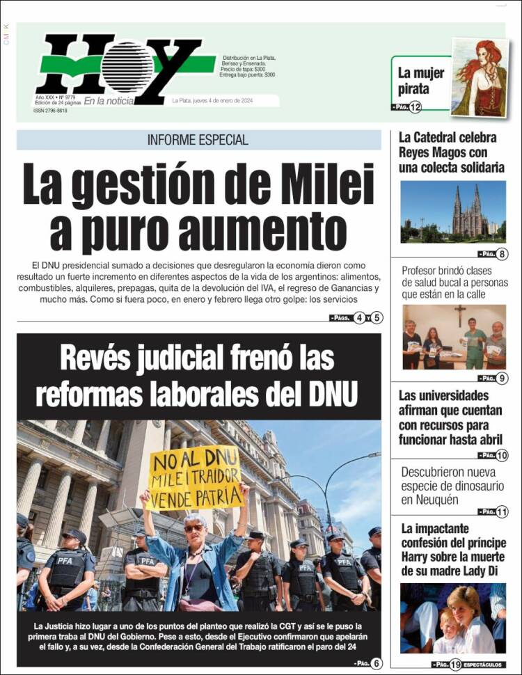 Portada de Diario Hoy (Argentina)