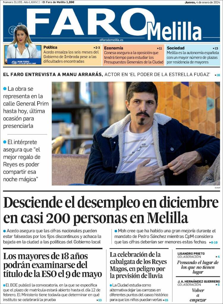 Portada de El Faro de Melilla (España)