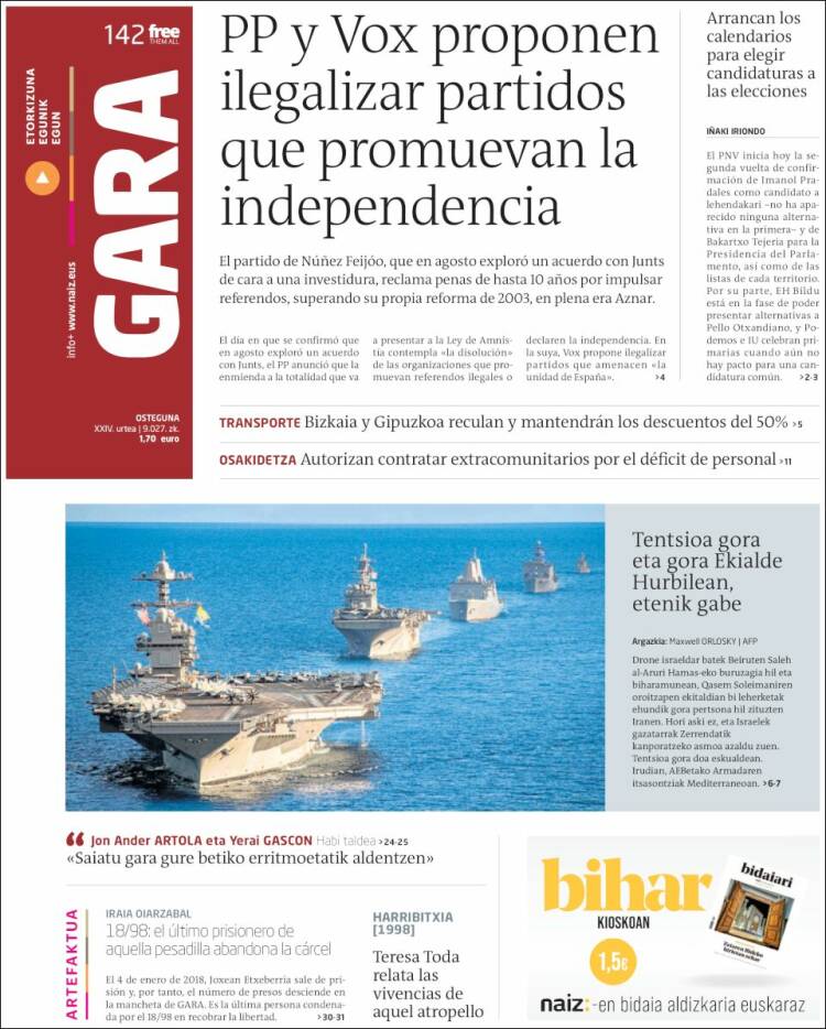 Portada de Gara (España)