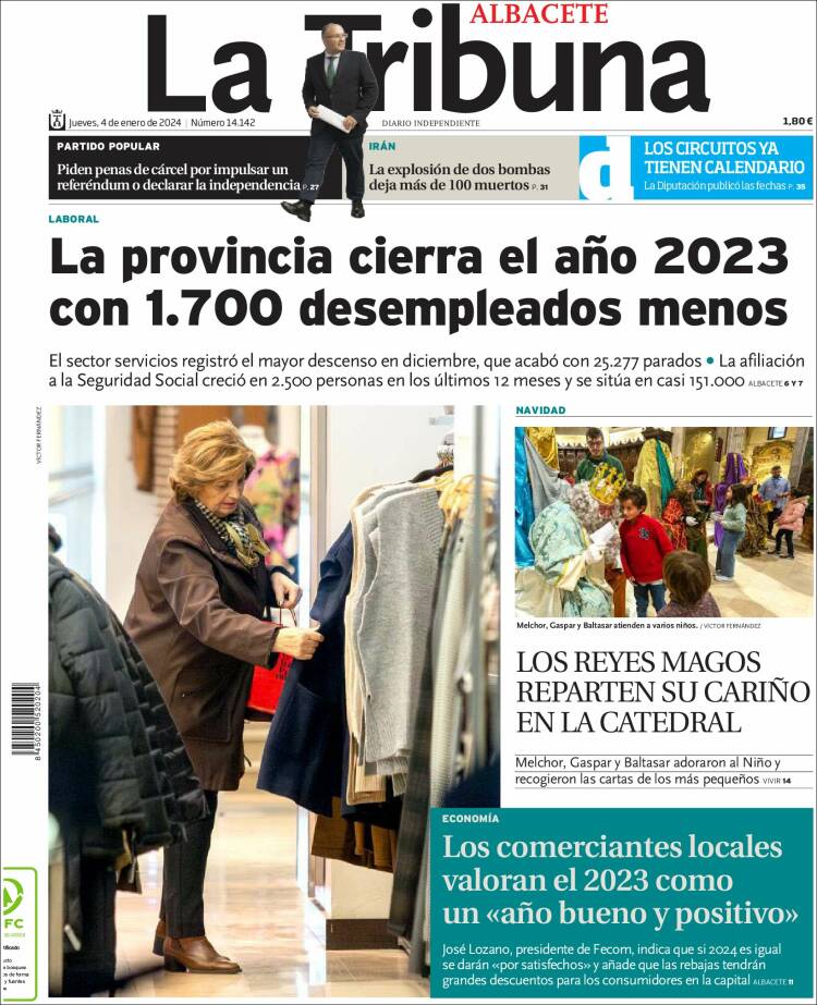 Portada de La Tribuna de Albacete (España)