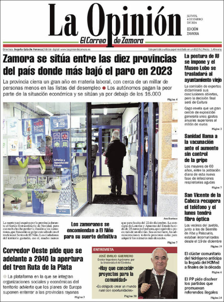 Portada de La Opinión - El Correo de Zamora (España)