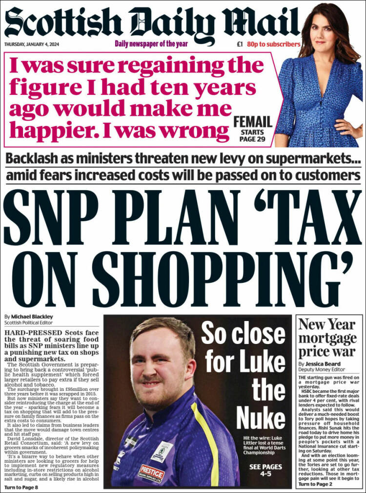 Portada de Scottish Daily Mail (Reino Unido)