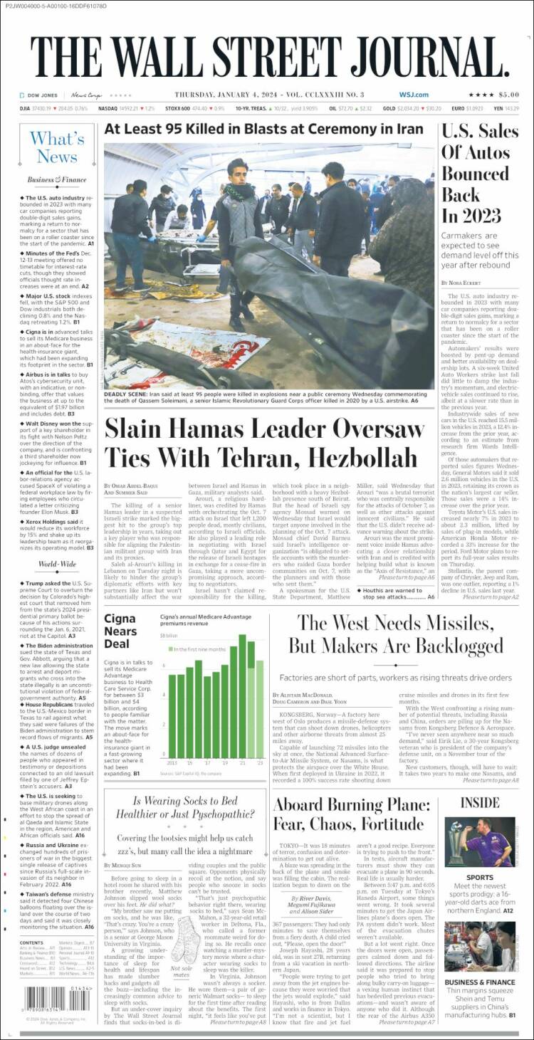 Portada de Wall Street Journal (USA)