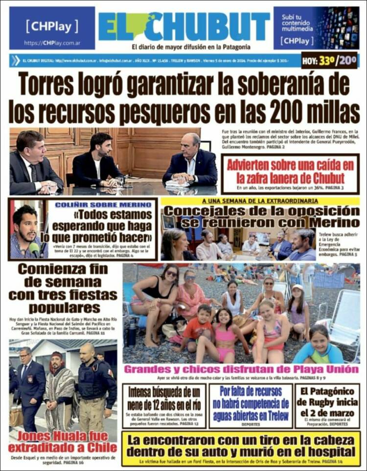 Portada de El Chubut (Argentina)