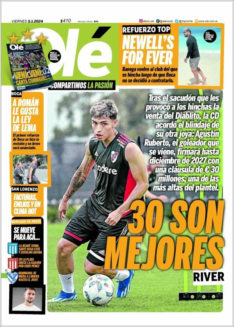 Portada de Olé (Argentina)