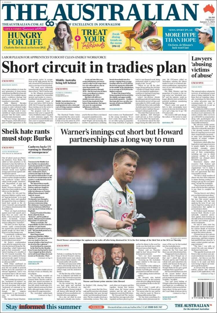 Portada de The Australian (Australia)