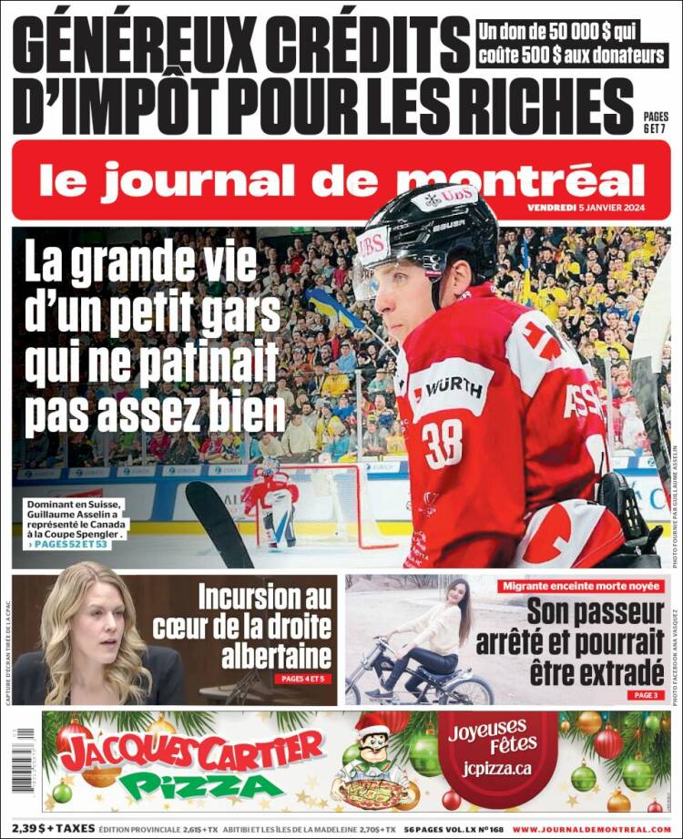 Portada de Le Journal de Montréal (Canadá)