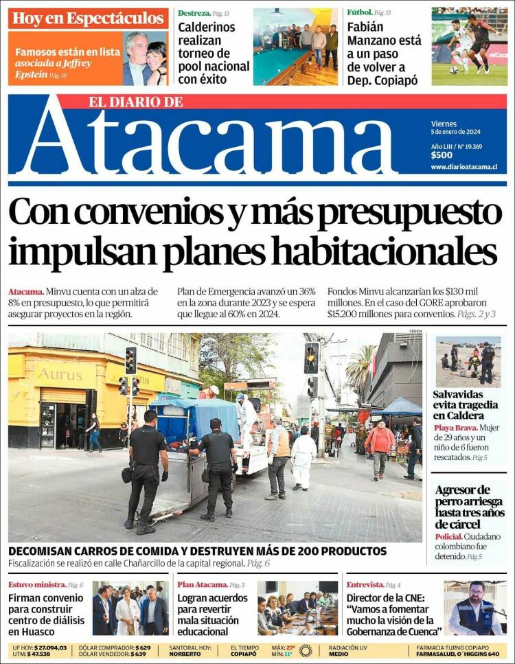 Portada de Diario de Atacama (Chile)