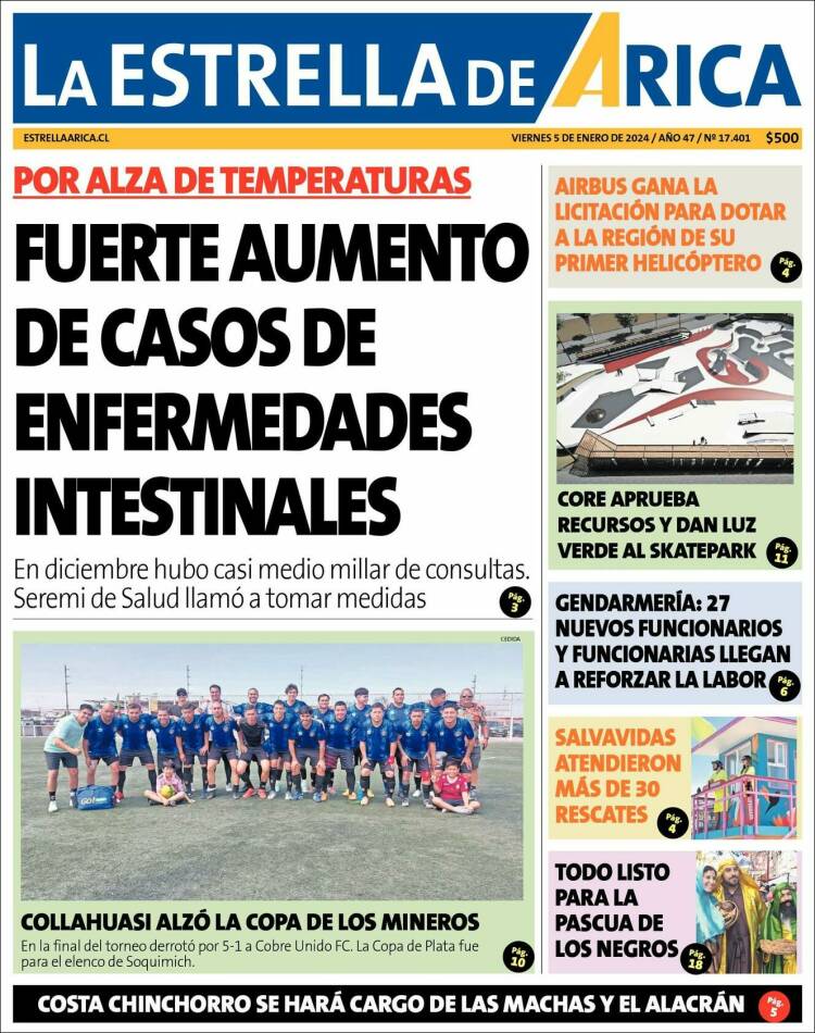 Portada de La Estrella de Arica (Chile)