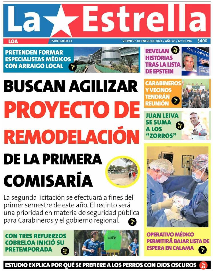 Portada de La Estrella de Loa (Chile)