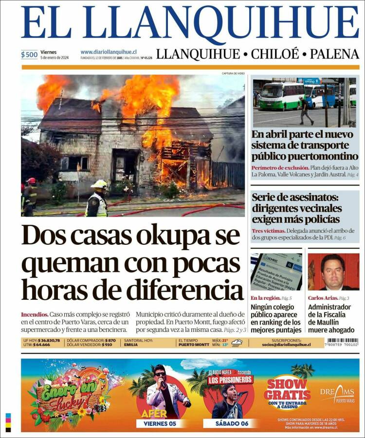 Portada de El Llanquihue (Chile)