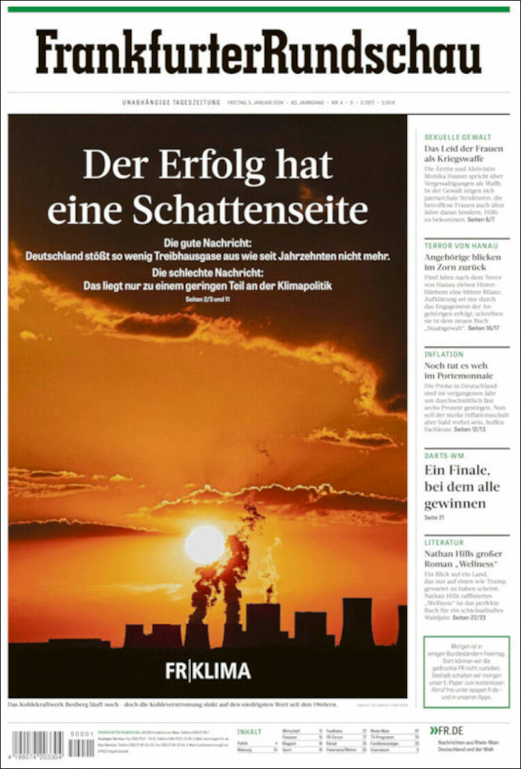 Portada de Frankfurter Rundschau (Alemania)