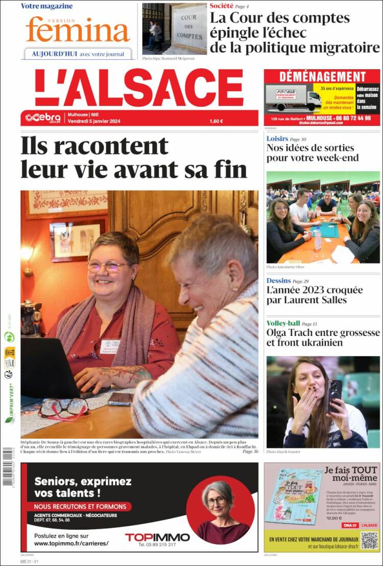 Portada de Journal L'Alsace (Francia)