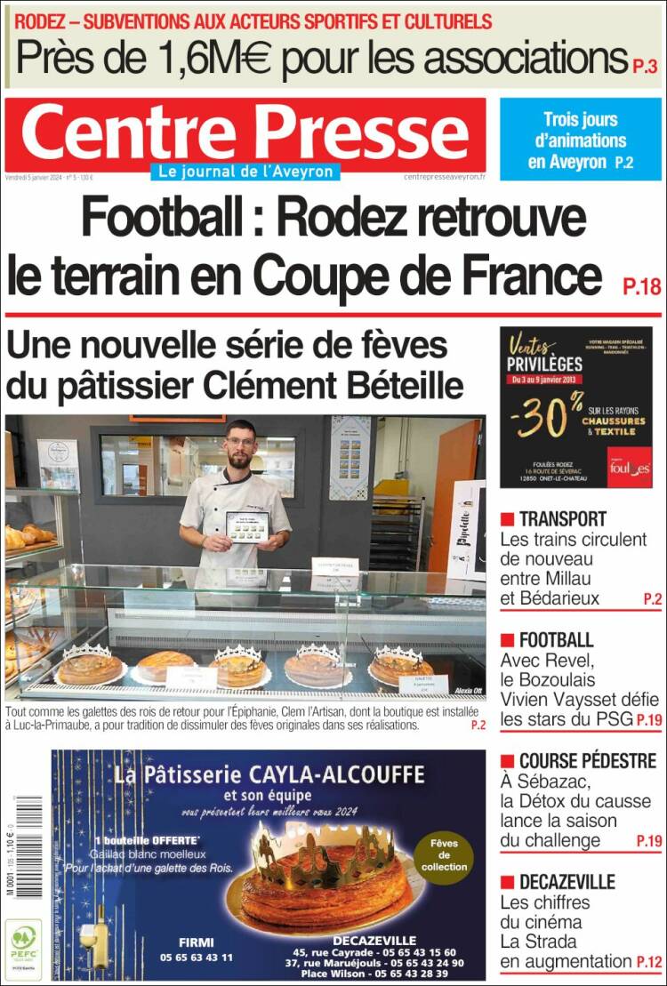 Portada de Centre Presse (Francia)