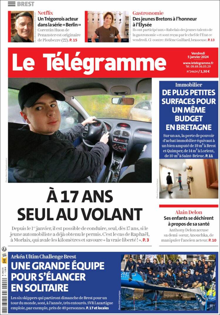 Portada de Télégramme (Francia)