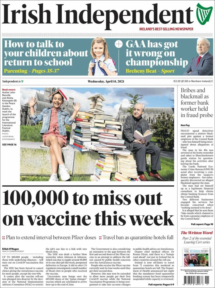 Portada de Irish Independent (Irlanda)