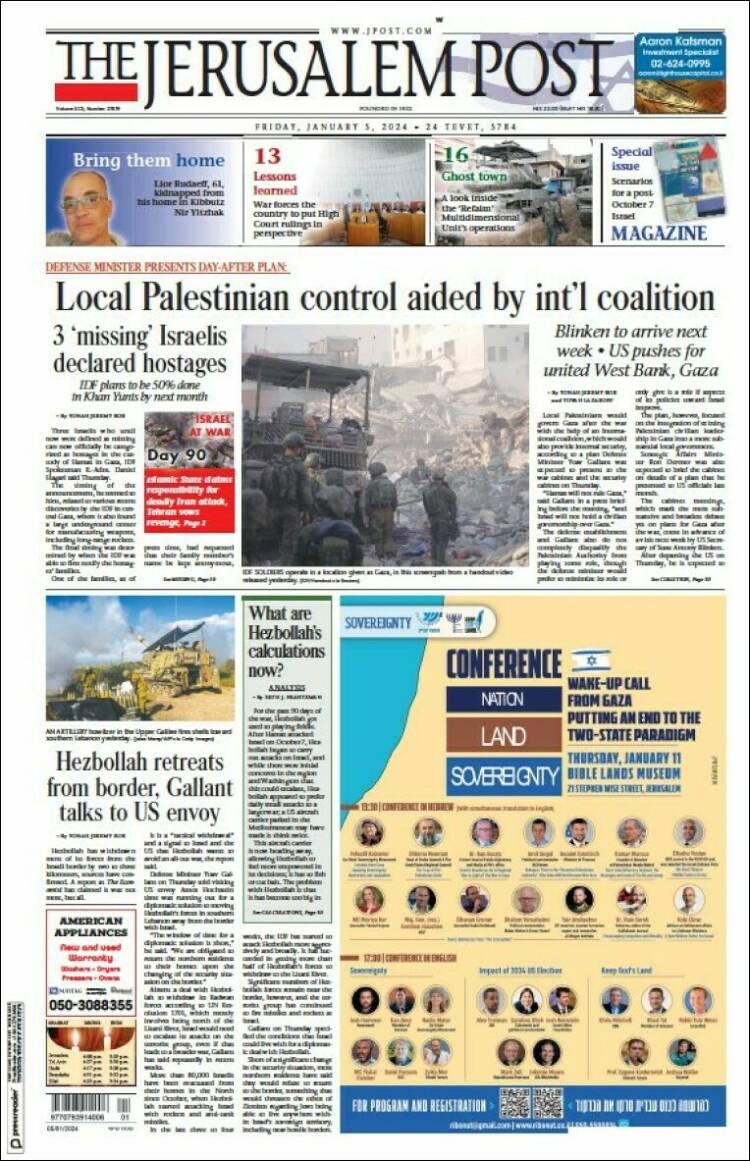 Portada de The Jerusalem Post (Israel)