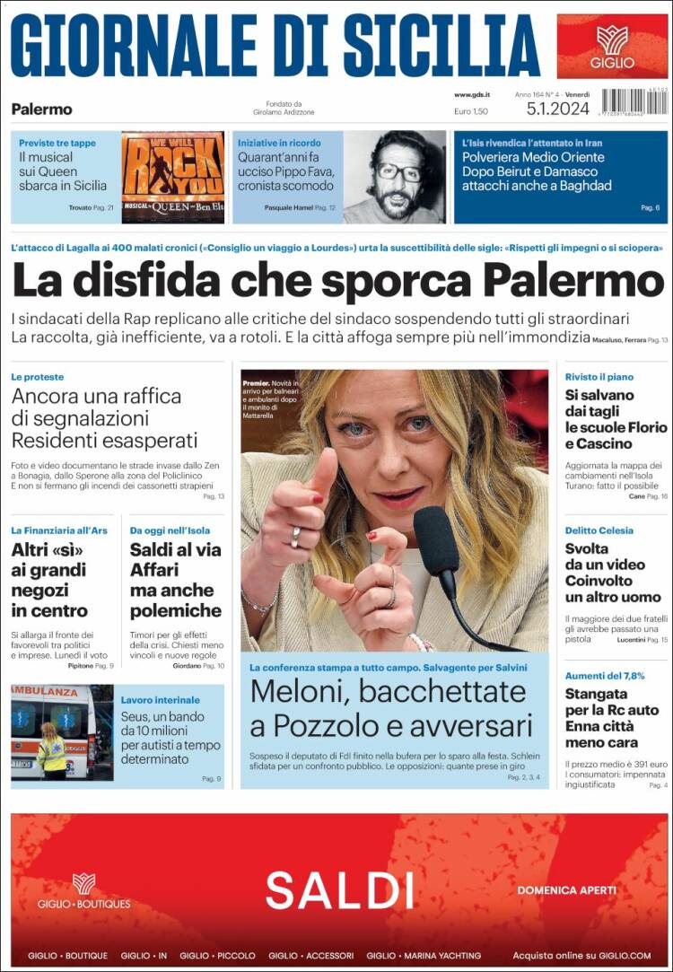 Portada de Giornale di Sicilia (Italia)