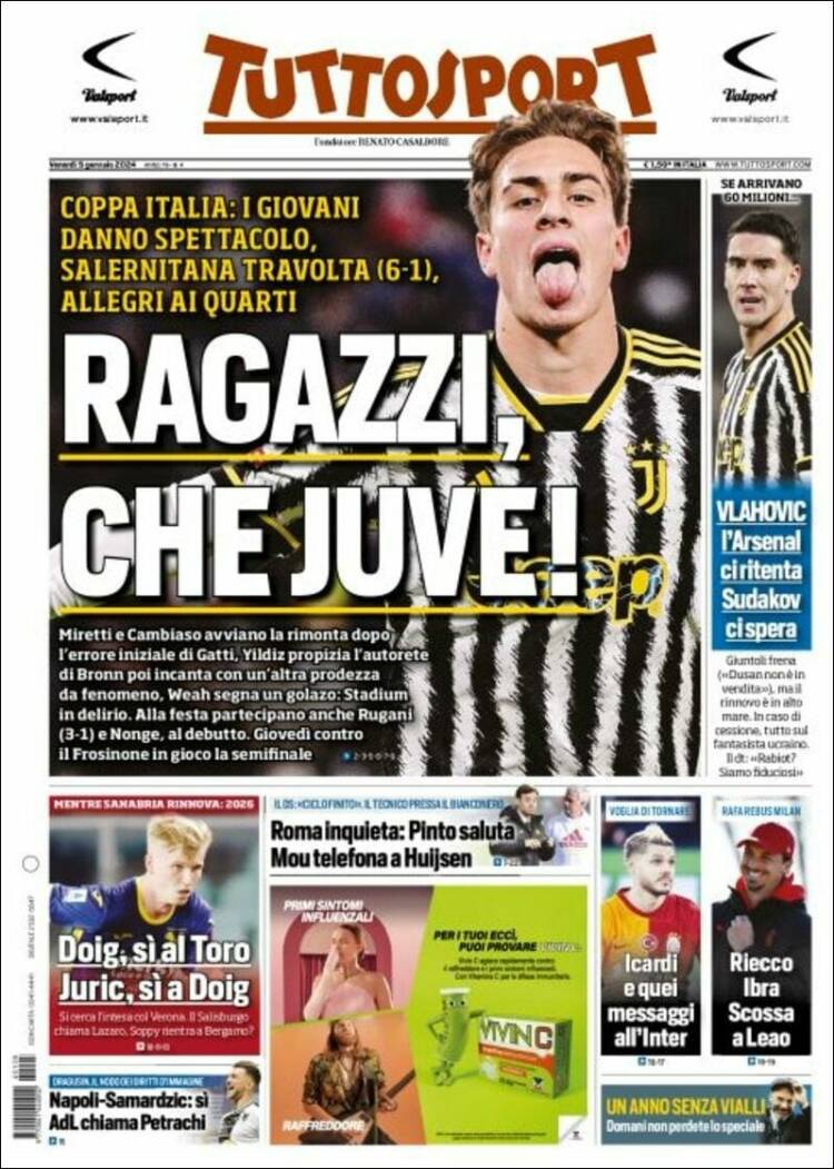 Portada de Tuttosport (Italia)