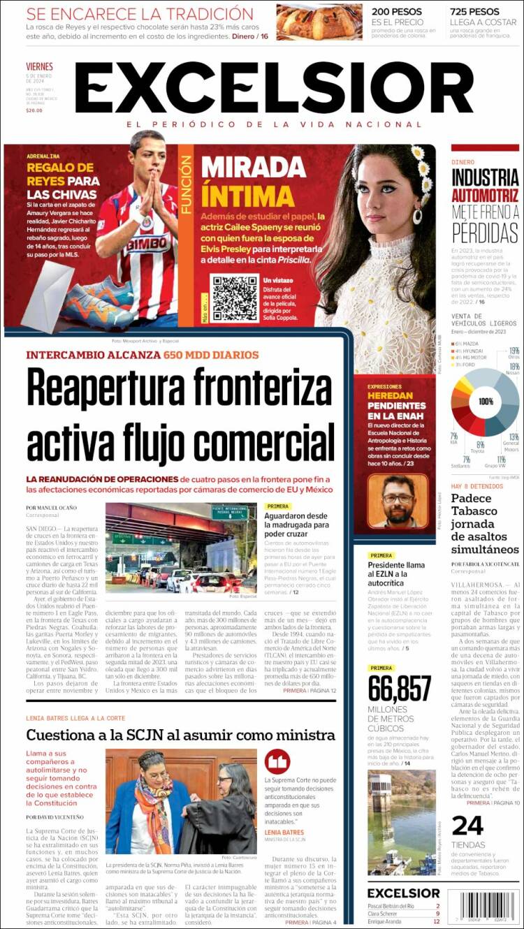 Portada de Excelsior (M&eacute;xico)