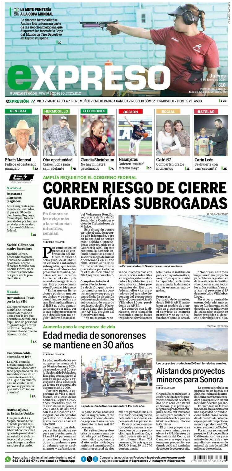 Portada de Expreso (M&eacute;xico)