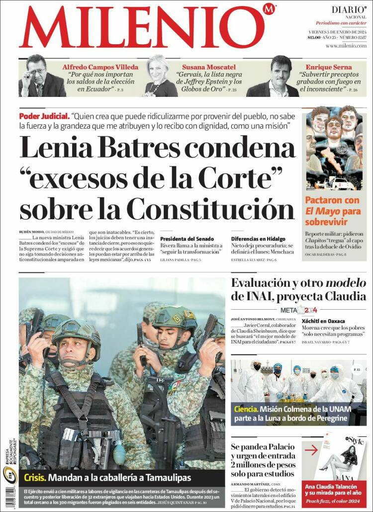 Portada de Milenio (M&eacute;xico)