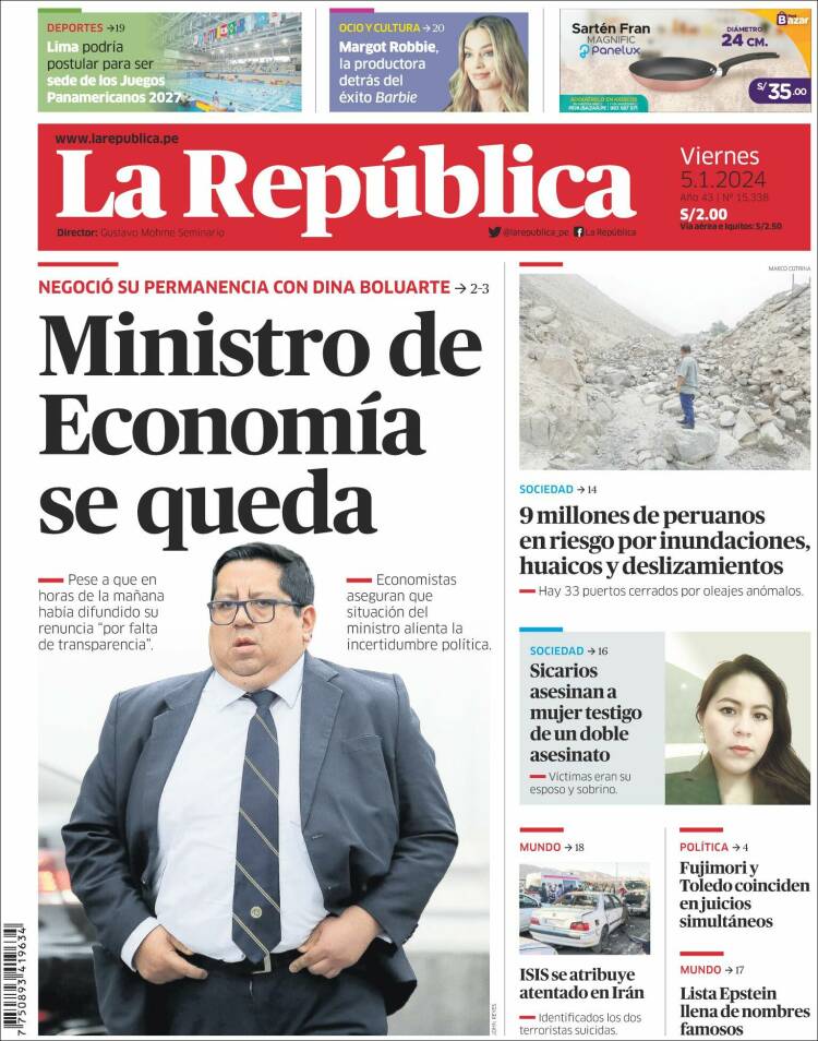 Portada de La Republica (Perú)