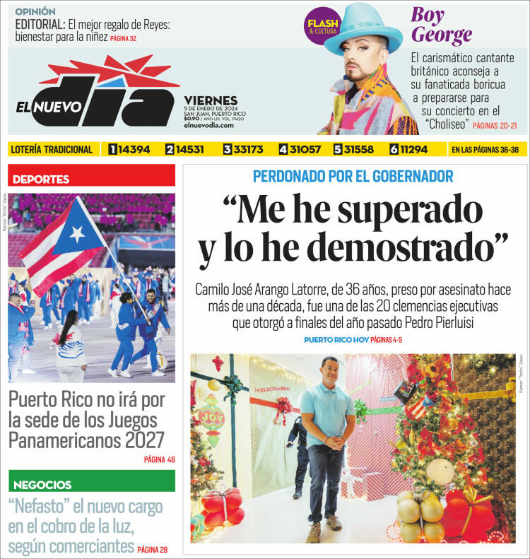 Portada de El Nuevo Día (Puerto Rico)
