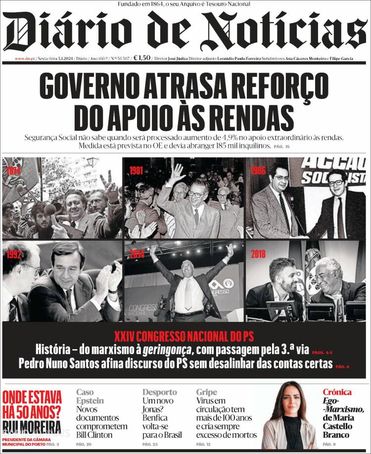 Portada de Diário de Noticias (Portugal)