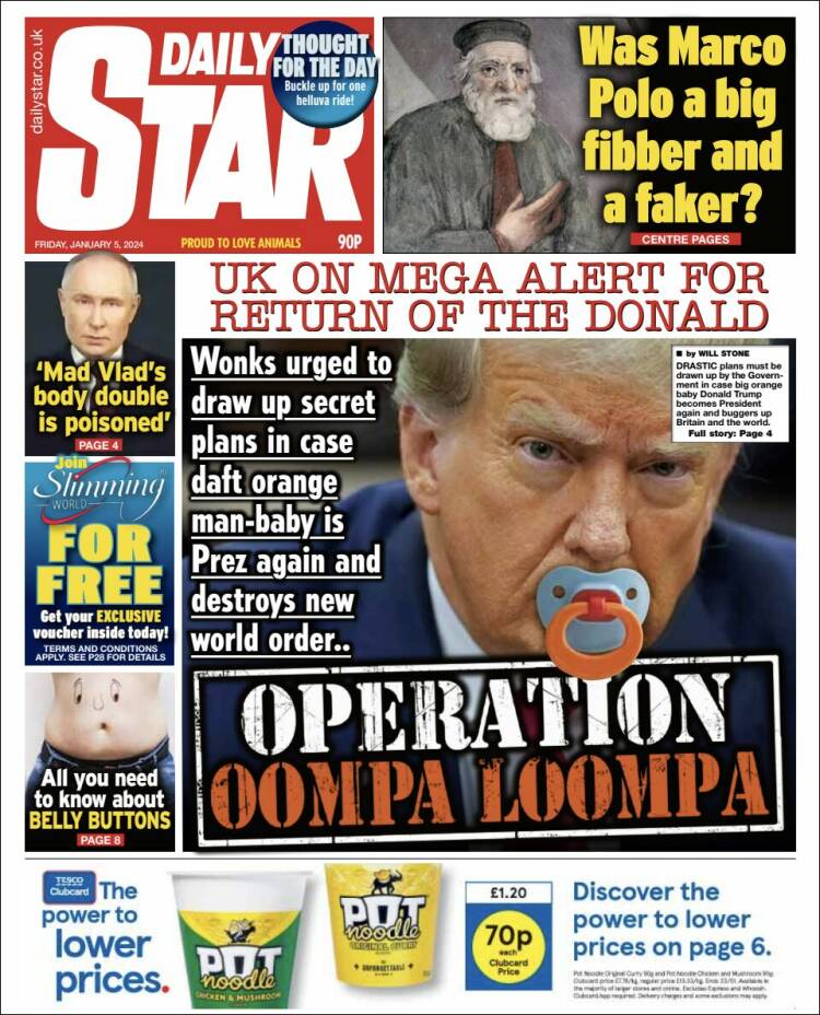 Portada de Daily Star (Reino Unido)