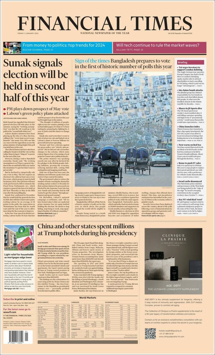 Portada de Financial Times (Reino Unido)