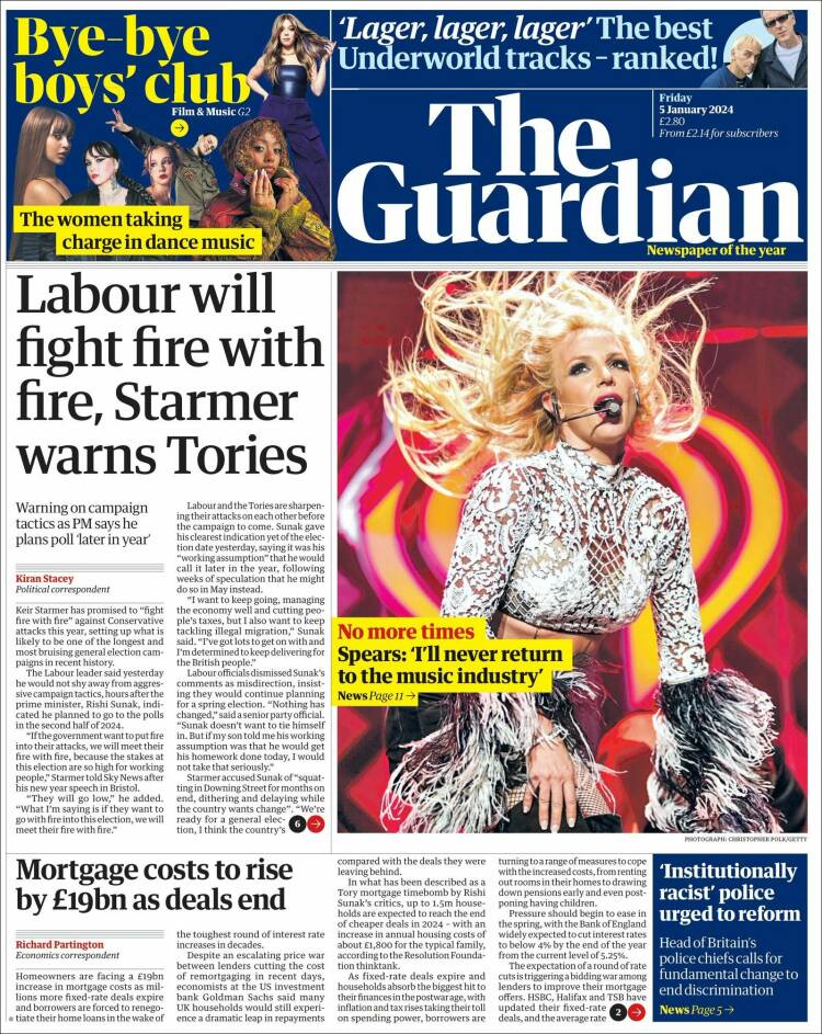 Portada de The Guardian (Reino Unido)
