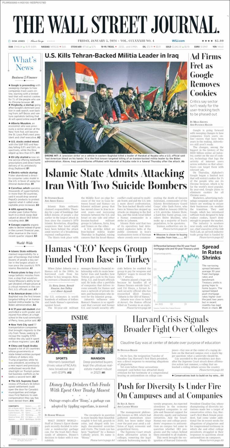 Portada de Wall Street Journal (USA)