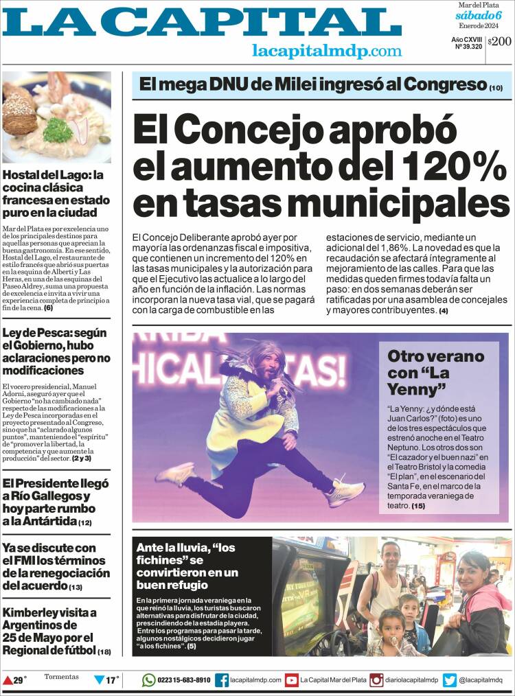 Portada de Diario La Capital - Mar del Plata (Argentina)