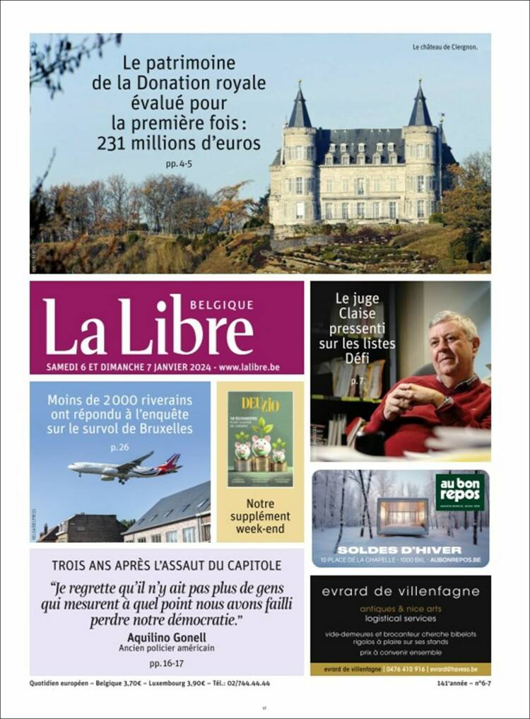 Portada de La Libre.be (B&eacute;lgica)