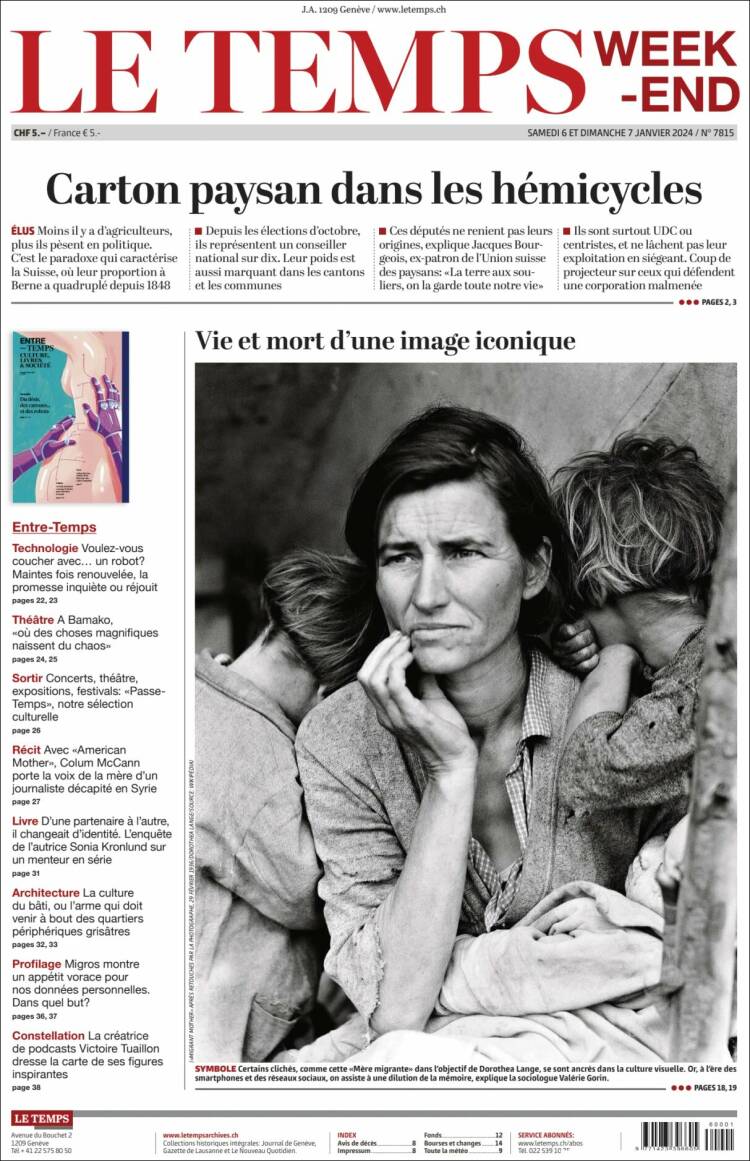 Portada de Le Matin (Suiza)