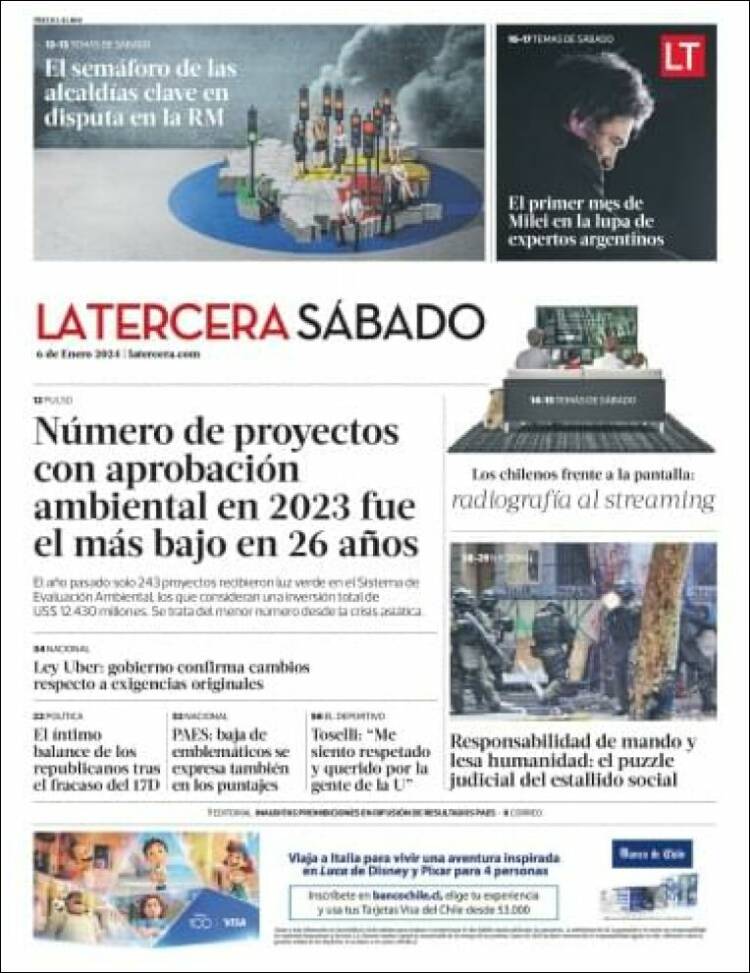 Portada de La Tercera (Chile)