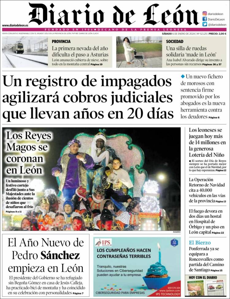 Portada de Diario de León (España)