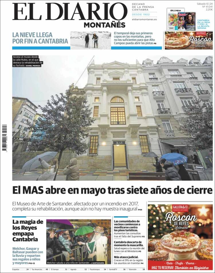 Portada de El Diario Montañés (España)