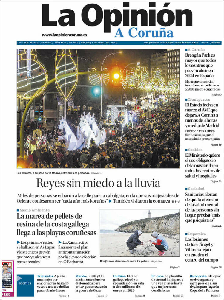 Portada de La Opinión de A Coruña (España)