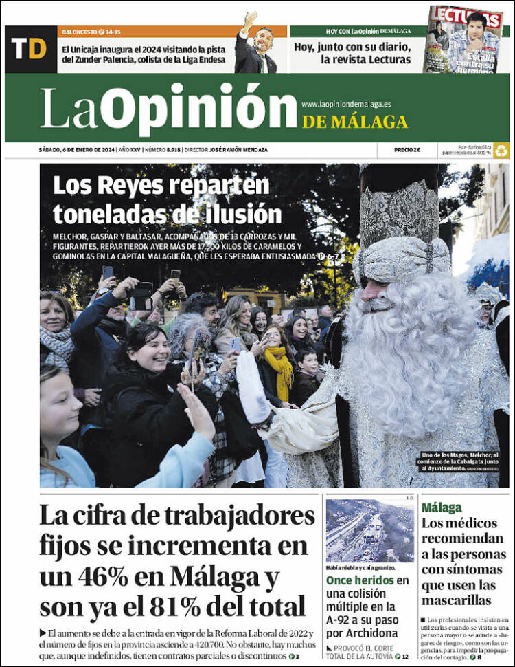 Portada de La Opinión de Málaga (España)