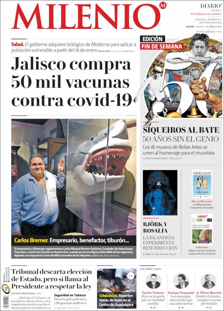 Portada de Milenio - Jalisco (México)