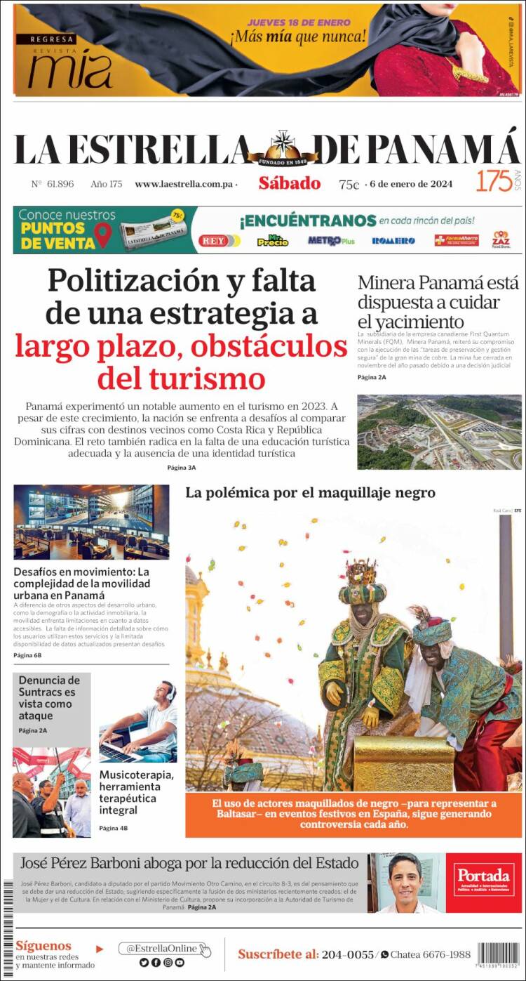 Portada de La Estrella de Panamá (Panam&aacute;)