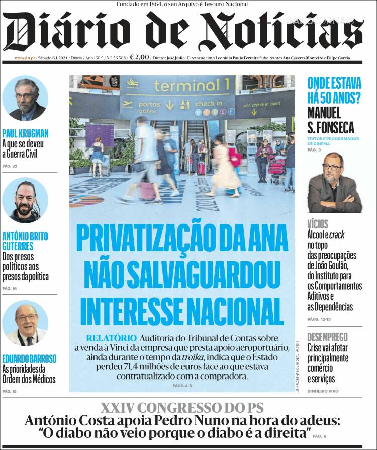 Portada de Diário de Noticias (Portugal)