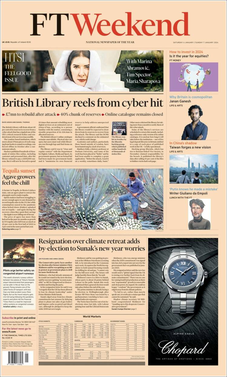 Portada de Financial Times (Reino Unido)