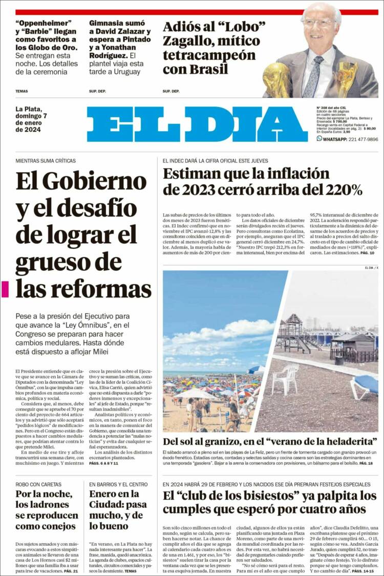 Portada de El Día de la Plata (Argentina)