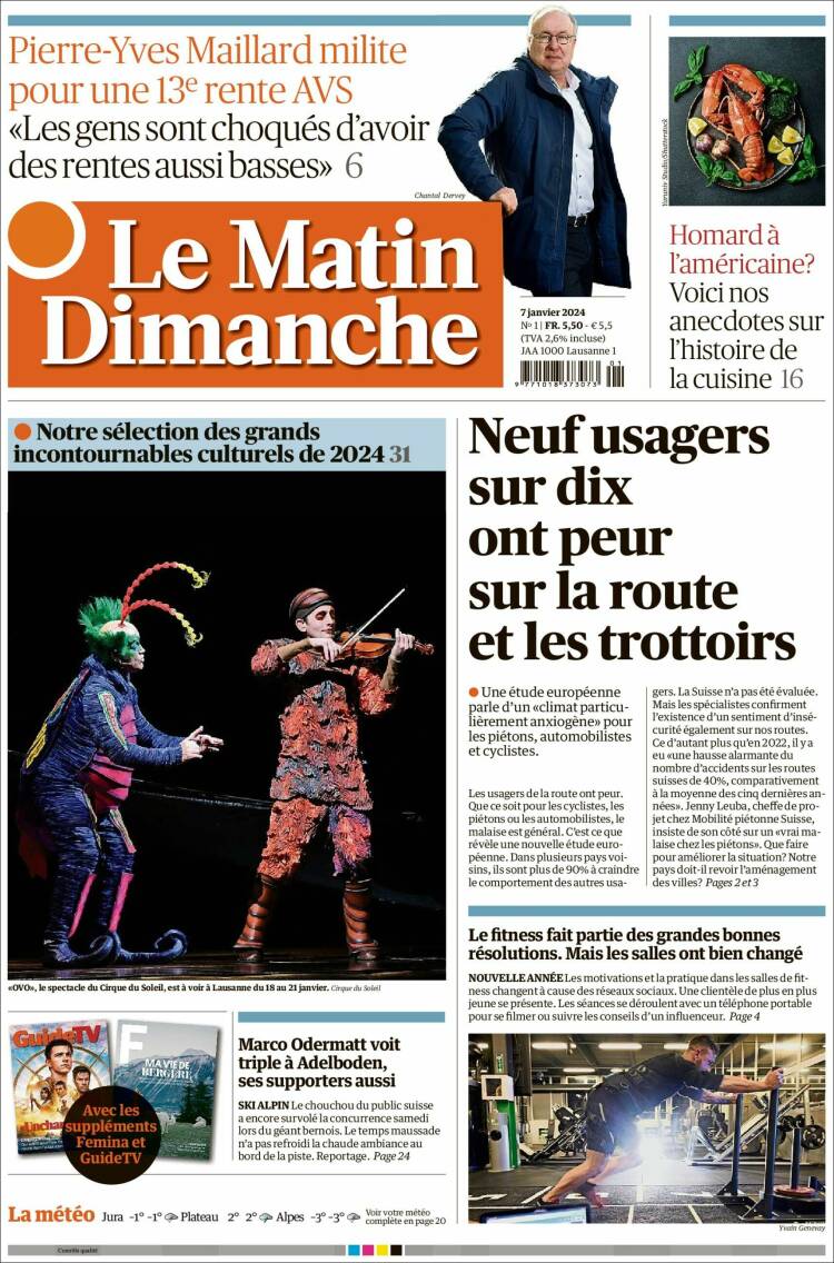 Portada de Le Matin (Suiza)
