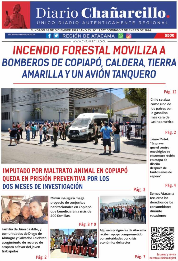 Portada de Diario Chañarcillo (Chile)