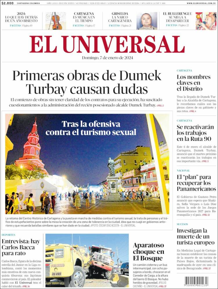 Portada de El Universal (Colombia)